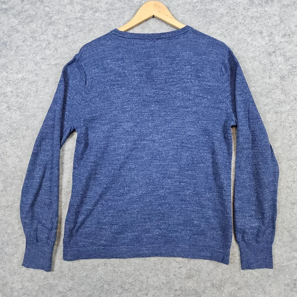 J Crew Men's Heathered Blue Crewneck Sweater Size S Lightweight 100% Cotton Soft